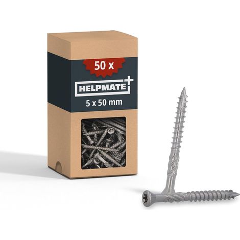 Vis pour terrasse - 5x50 mm - acier inoxydable A2 - 50 vis pour planches + 2 embouts T25 - Vis pour l'extérieur (1/5)