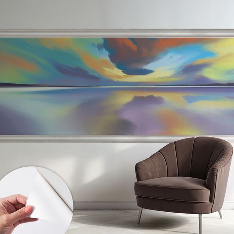 Papier peint autocollant Mural avec colle pour salon et chambre Décoration murale rapide Coucher de soleil arc-en-ciel 250x104 cm (1/5)