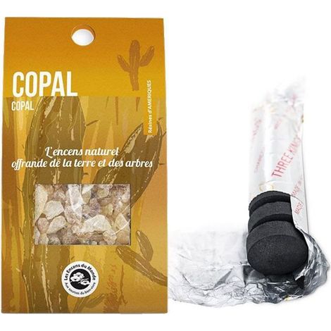 Résine de Copal à brûler + rouleau de 10 charbons