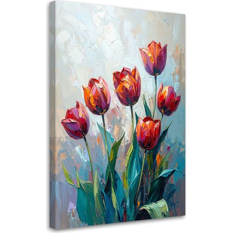 Wandbild modern Rote Tulpen Blumen wie gemalt 40x60 cm