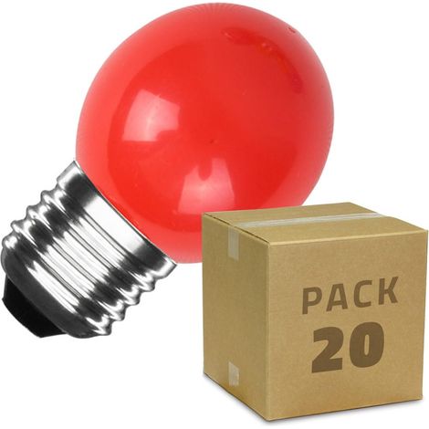 Pack 20 Bombillas LED E27 Casquillo Gordo 3W 300 lm G45 Monocolor Verde