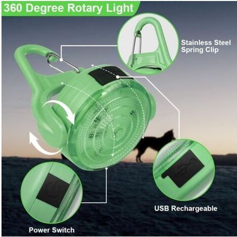 Lot de 2 Lampes LED de Sécurité Rechargeables pour Collier de Chien, Modes Clignotants et Étanchéité IPX68, Pour Sécurité Nocturne