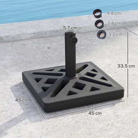 Pied de parasol béton 15kg noir ajouré, pour Ø32/38/48mm 45x45x33,5cm (1/5)