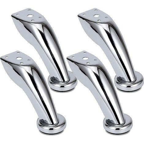 Pieds de canapé chromés, ensemble de 4 pieds de meubles, pieds de support d'armoire, pieds de canapé et de table (95 mm) (1/5)