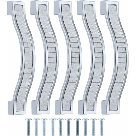 Lot de 10 poignées de tiroir alliage strass cristal pour commode armoire de cuisine placard, Silver, 96MM-10PCSdengyank (1/5)