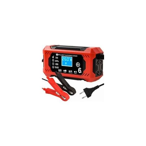 Chargeur de Batterie Voiture, Chargeur Batterie 12v 6A Intelligent Chargeur Batterie Moto avec Écran LCD Chargeurs de Batterie pour Auto Voiture Moto Camion, AGM, Gel, Wet, SLA (1/5)