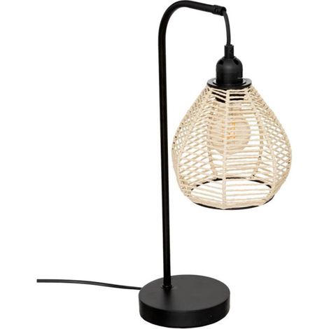 Lampe à Poser en Métal "Delia" 47cm Noir & Naturel (1/5)