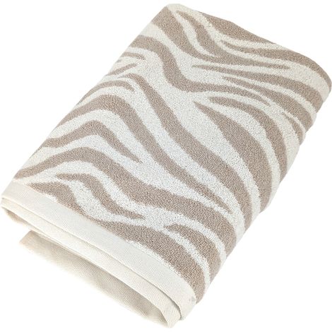 Serviette de toilette 50x100 cm ZEBRA SOFT pur coton motif zèbre beige (1/5)