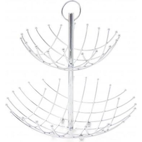 Coupe fruits chromé avec 2 étages - Dim : 38 x 38 x 41 cm -PEGANE-