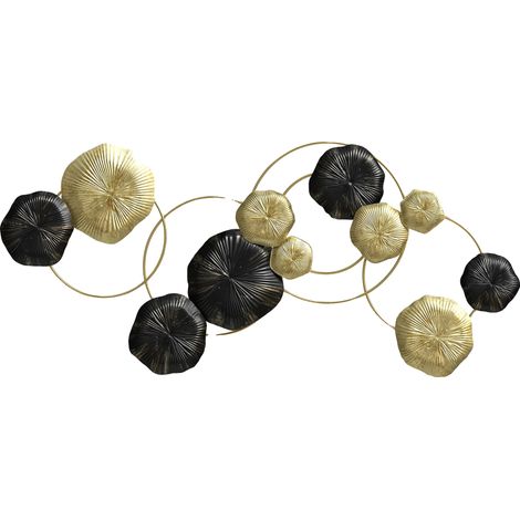 Décoration Murale, Design de Feuille de Lotus, Style Moderne, Doré et Noir, 84X4X35 cm (1/5)
