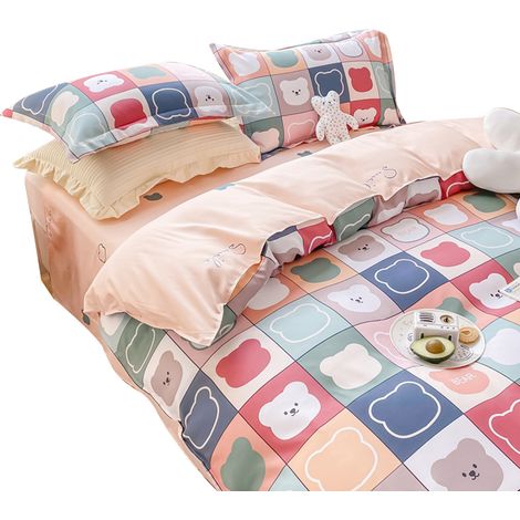 Ensemble de literie en coton doux et confortable, procédé d'impression exquis, couette épaissie pour automne et hiver ours, 1,5 drap [housse de couette 150x200 cm] lot de 4 pièces (1/5)