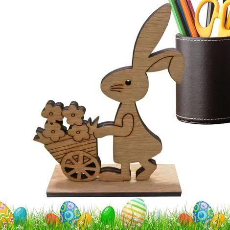 für Kaninchen Osterstatuen mit Blumen kleine Hasenfiguren