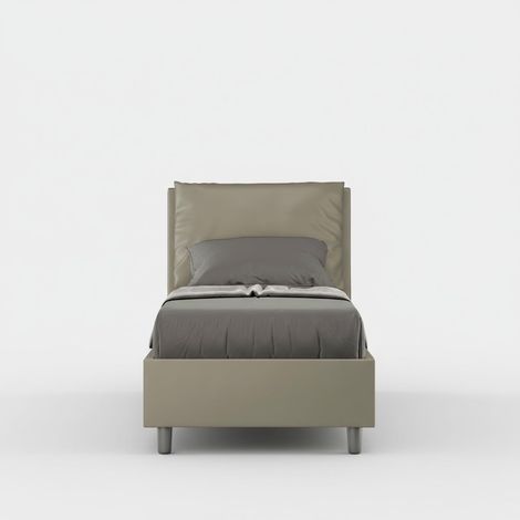 Einzelbett mit Stauraum 80x190 cm, gepolstertes Kopfkissen Antea S - Braun (1/5)