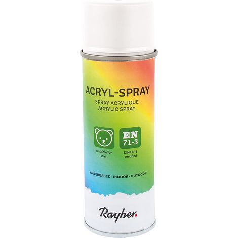 Spray Acrylique, Vernis Acrylique, Semi-Brillant, Vernis Aérosol pour Intérieur et Extérieur, Peinture Aérosol, Bidon, Blanc, 200 ml
