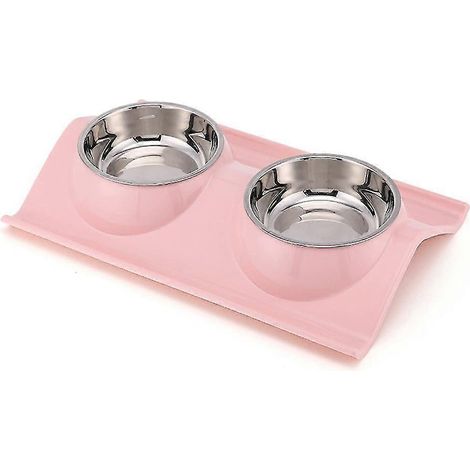 Doppelnäpfe für Hunde und Katzen, Edelstahl, auslaufsicheres Gehäuse, Futter (1/5)