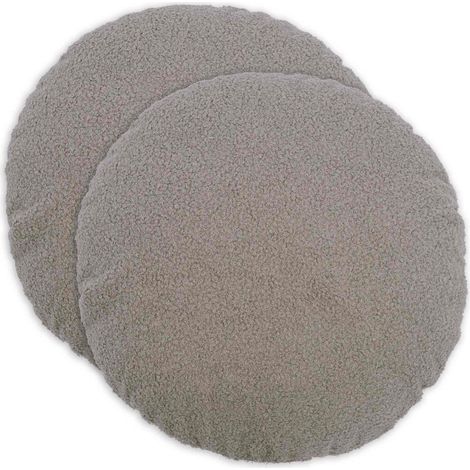 Cushion Cover 2 pcs HEERLEN Light Grey Ø 60 cm Bouclé vidaXL