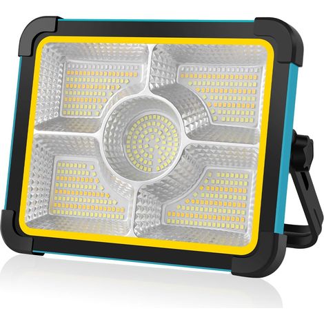 Solaire 100W Projecteur LED Rechargeable 12000mAh 480 LEDs, 5 Modes, IP66, Portable Lampe de Travail pour Camping, Chantier, Travail, Atelier, Urgence, Garage, Extérieur (1/5)