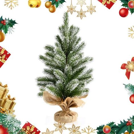 GOPLUS 50CM Sapin Noël Enneigé en Pot avec Paillettes, Petit Arbre Noël pour Table avec Effet Neigee,Décor de Fête Faux Buisson/de Porte/de Cheminée (Grand) (1/5)