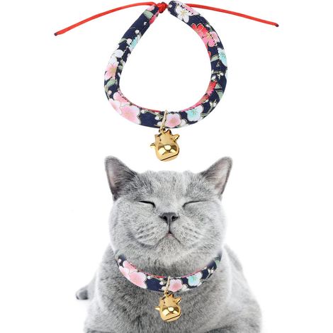 Lot de 2 colliers ajustables pour chien et chat, imprimés et avec clochette, pour chiots et chatons. Accessoires pour animaux de compagnie. (1/5)