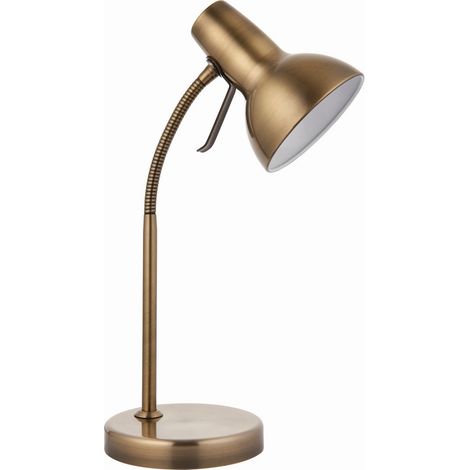 Endon Amalfi - Lampada da tavolo a LED 1 luce in ottone antico, vernice bianca lucida, GU10