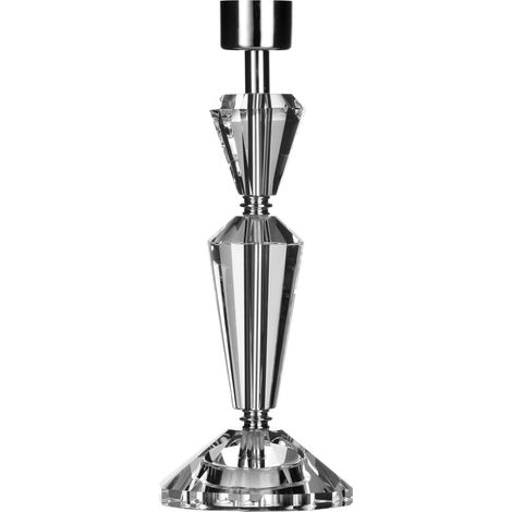 Premier Housewares Large Silver Crystal Lamp Base Only Contemporary Bases With Shiny Finish For Bedroom / Living Room / Hallways / Lamp Base For Table 13 x 37 x 13