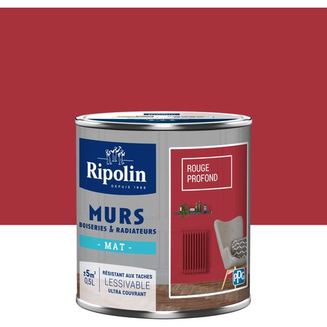 Peinture Murs, Boiseries, Radiateurs RIPOLIN Mat Rouge Profond 0,5 L