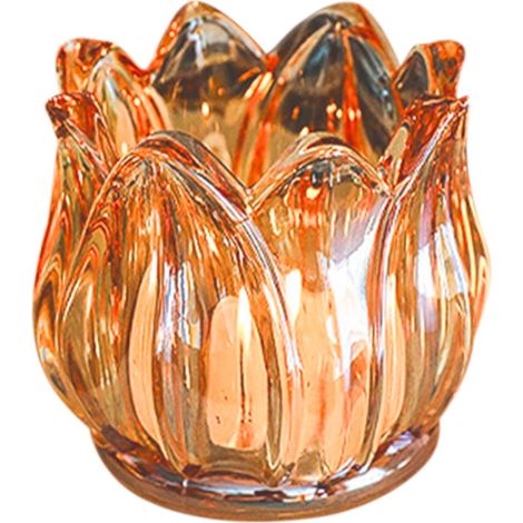 Décorations de bougies en verre transparent orange rétro, bougeoirs de table en forme de fleur, ornements de bougies de bureau en forme de fleur, décoration de chambre (1/5)