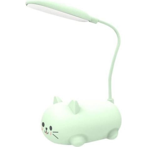 Lampe de Lecture Livre,Veilleuse Chat - Table Animal LED Dessin animé, Protection des Yeux étudiants, Mini Nuit Charge USB vert (1/4)