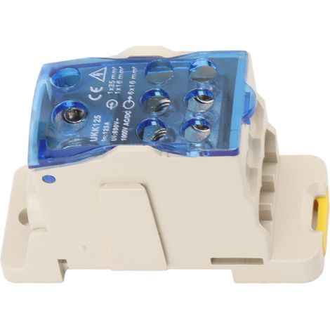 Boîtier de jonction électrique 125A pour rail DIN, 1000V AC/DC avec bornes et connecteur (1/5)