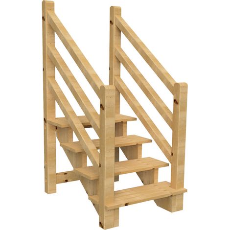 Terrassentreppe VENEZIA mit Treppengeländer beidseitig, 4 Stufen, H71cm B120cm, ohne Setzstzufen