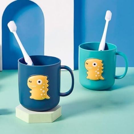 BUNTHAUS CSPARKV 8.5x9.5cm Gobelet Salle de Bain, Lot de 2 Porte Brosse à Dents, Dinosaure Gobelet Brosse à Dent, Durable Gobelet en Plastique, pour Garçons Filles Usage Quotidien (1/5)