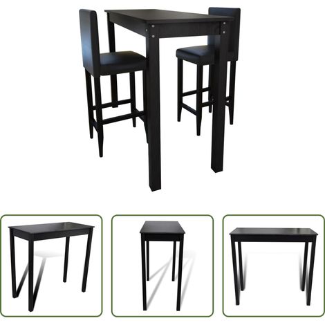Tabouret - Set de 1 table de bar et 2 tabourets noir (1/5)