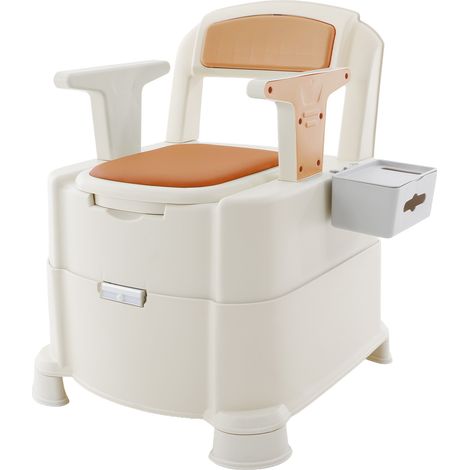 Chaise percée de chevet, chaise de toilette portable, 100 kg, hauteur réglable pour personnes âgées/handicapées, toilettes percées pour un usage domestique, marron
