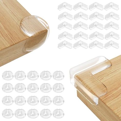Paquete de 40 protectores de esquinas para bebés, 2 formas de protectores de barriga y bordes para bebés, protectores de esquinas de mesa transparentes (1/5)