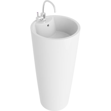 Lavabo indépendant LAVITA Vasque autoportante élégante Produit en porcelaine de haute qualité ronde 40x40x83,5 cm Blanc brillant