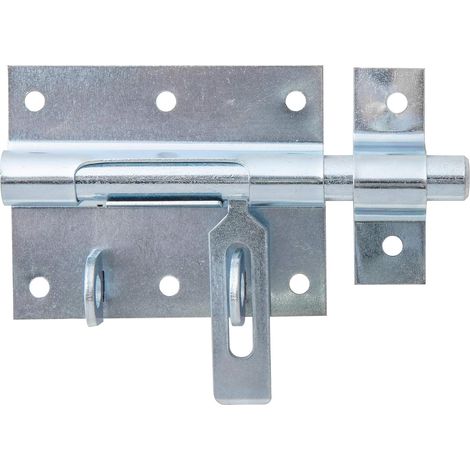1 - Verrou Porte-Cadenas - Gâche Attachée - Acier Zingué - Pour Box Équitation Et Portails - Argenté - 80x64 cm (1/2)