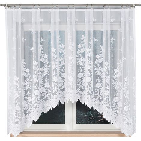 Ludwika - Rideau jacquard prêt à poser avec fente en bas - 310 x 160 cm - blanc (1/5)