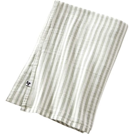 Nappe rectangulaire 150x350cm gaze de coton rayé eucalyptus - ROMELIA (1/4)