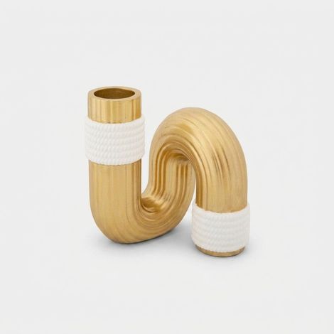 Ferretti Jarrón en forma de ola dorado y blanco 13 cm (1/4)