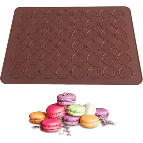 Plaque Macarons silicone, 48 puits Moule Cannelés silicone Moule à Macaron antiadhésif Tapis de Cuisson pour Macarons Patisserie (38 28cm) (1/5)