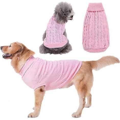 Ropa de invierno para perros y gatos, ropa de punto para mascotas, para gatos, perros pequeños y medianos, chihuahua, suéter para cachorros Hiromi, suéter para perros Pure, rosa (1/5)