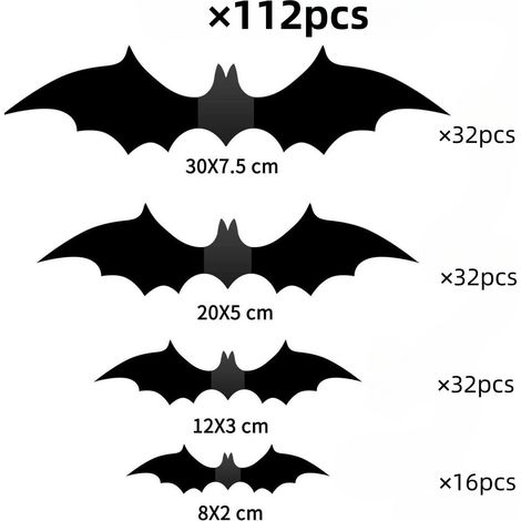 224 Halloween-Dekorations-Fledermaus-Aufkleber zum Selbermachen für Halloween-Wanddekoration (1/4)