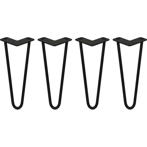 Pieds de table en épingle à cheveux, 12 pouces (30 cm), paquet de 4, noir robuste, acier de 12 mm d'épaisseur, conception à 2 griffes, capacité de charge de 300 kg. (1/5)