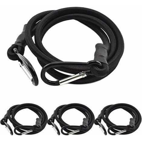 Cordes élastiques, Corde élastique, Corde élastique avec crochets, Lot de 4 cordes élastiques noires, Corde élastique avec crochets pour porte-bagages (1/5)
