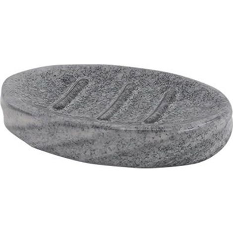 Cleafe - Piattino Porta Sapone Saponetta In Ceramica Rigato Effetto Marmo Ovale Bagno 87796 - (1/2)