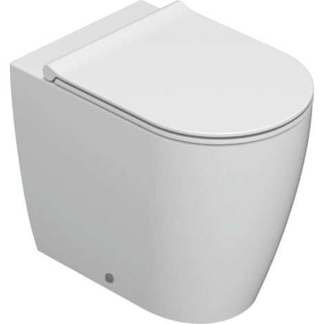 Vasomulti a terra senza brida in ceramica 53x34 cm Globo Mode ME001BI Bianco - Ceramica - Con copri wc soft close