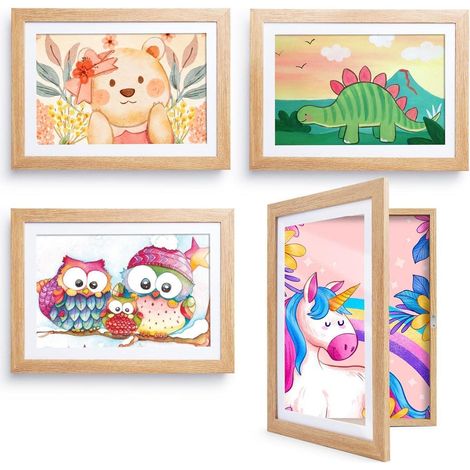 Kromapolis Kinderzeichnungen Bilderrahmen A4 MDF Acrylglas Fotocollage Set (1/5)
