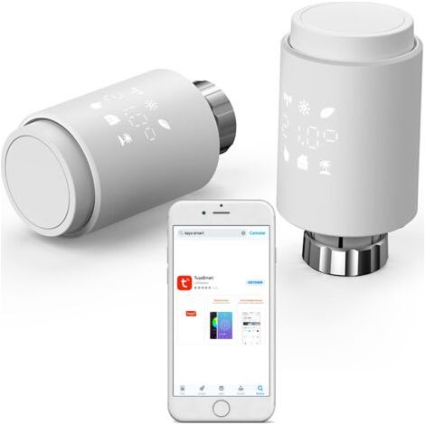 Tête thermostatique connectée programmable – Compatible Alexa et Google Assistant – Vanne thermostatique pour radiateurs à eau chaude – Économie d'énergie