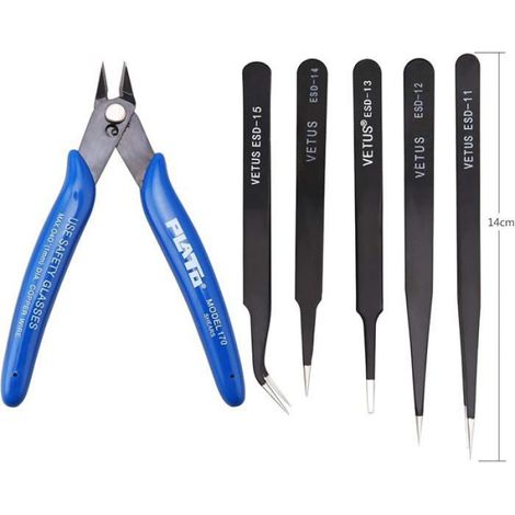 Kit Outils Modélisme - 21 Pièces - Couteaux Plastique Antidérapants - Pliers Acier Carbone - Règle Métallique - Pour Maquettes Voitures Robots - 1 Unité (1/5)