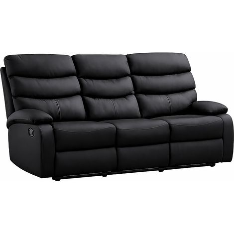 3 Seater Recliner Sofa - L92 x W187 x H106 cm - Assembly Required - Black